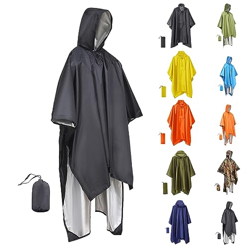 routinfly Wasserdichter Regenponcho FüR Erwachsene Leichter Wiederverwendbarer Wander Regenmantel Jacke Mit Kapuze Outdoor AktivitäTen Feste Regencape FüR Herren Damen Atmungsaktives Regen Accessoire von routinfly