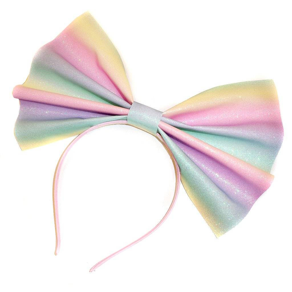 Kawaii Riesen Glitzer Headbow ~ Pastellfarbener Regenbogen | Feiner Glitzer Wird Auf Bestellung Angefertigt von roxiesweetheart
