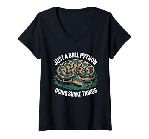Damen Nur ein Kugelpython macht Schlangen-Dinge Ball Python T-Shirt mit V-Ausschnitt Damen Nur ein Kugelpython macht Schlangen-Dinge Ball Python T-Shirt mit V-Ausschnitt von royal python Snake legless reptiles Reptile Snakes