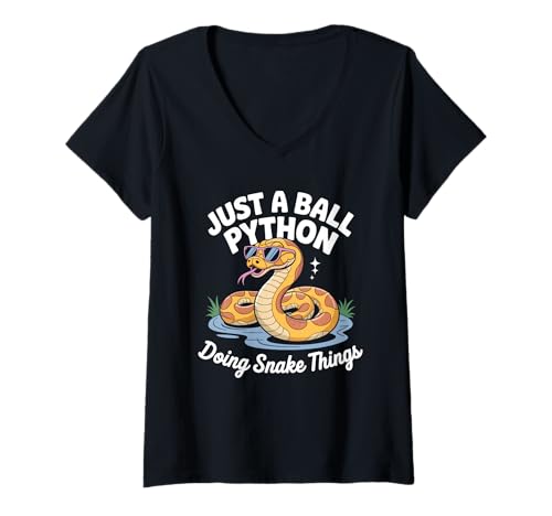 Damen Nur ein Ballpython macht Schlangen-Dinge, coole Ball-Python T-Shirt mit V-Ausschnitt Damen Nur ein Ballpython macht Schlangen-Dinge, coole Ball-Python T-Shirt mit V-Ausschnitt von royal python legless reptiles Snake Snakes pythons
