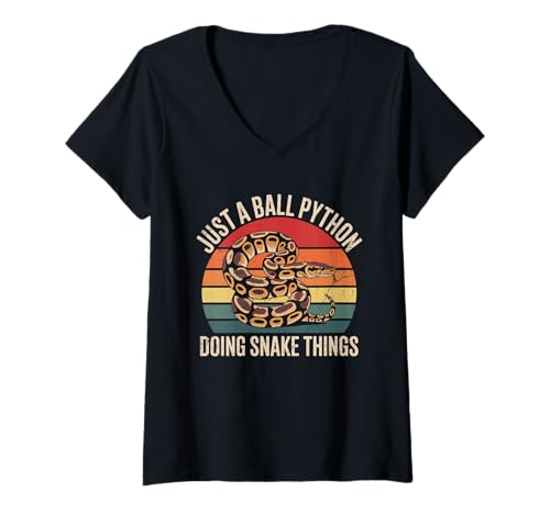Damen Nur ein Kugelpython macht Schlangen-Dinge Retro-Ballpython T-Shirt mit V-Ausschnitt Damen Nur ein Kugelpython macht Schlangen-Dinge Retro-Ballpython T-Shirt mit V-Ausschnitt von royal python pythons legless reptiles Reptile