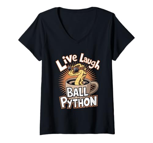 Damen Live-Lachball Python-Pythons Reptilien-Schlangenball-Python T-Shirt mit V-Ausschnitt Damen Live-Lachball Python-Pythons Reptilien-Schlangenball-Python T-Shirt mit V-Ausschnitt von royal python reptiles Ball Python Snake for women