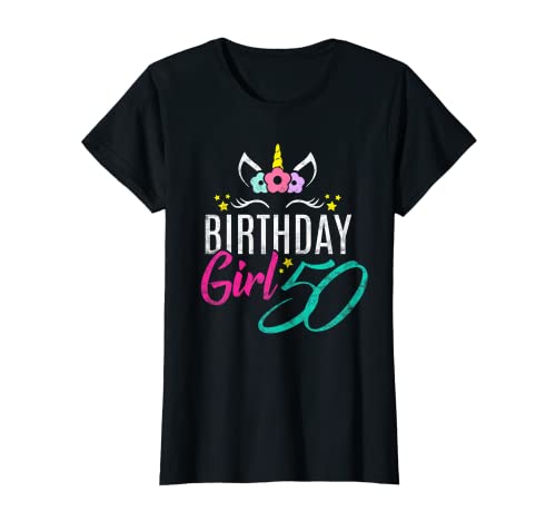 50 Birthday Girl 50. Geburtstag Einhorn Geschenk T-Shirt von royalsigns