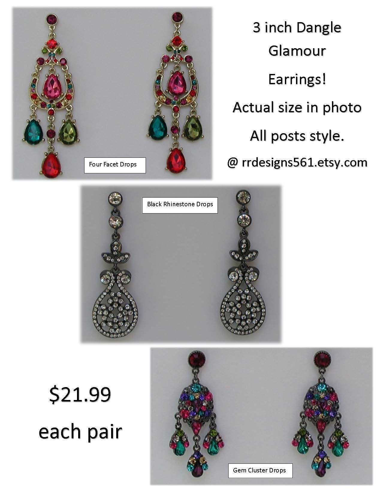 Ohrhänger, Mit Bunten Edelsteinen, Strasssteinen, Post Style Backs, Modeschmuck, Laufsteg Schmuck, Geschenk Für Sie von rrdesigns561