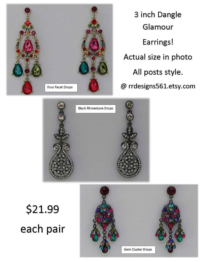 Ohrhänger, Mit Bunten Edelsteinen, Strasssteinen, Post Style Backs, Modeschmuck, Laufsteg Schmuck, Geschenk Für Sie von rrdesigns561