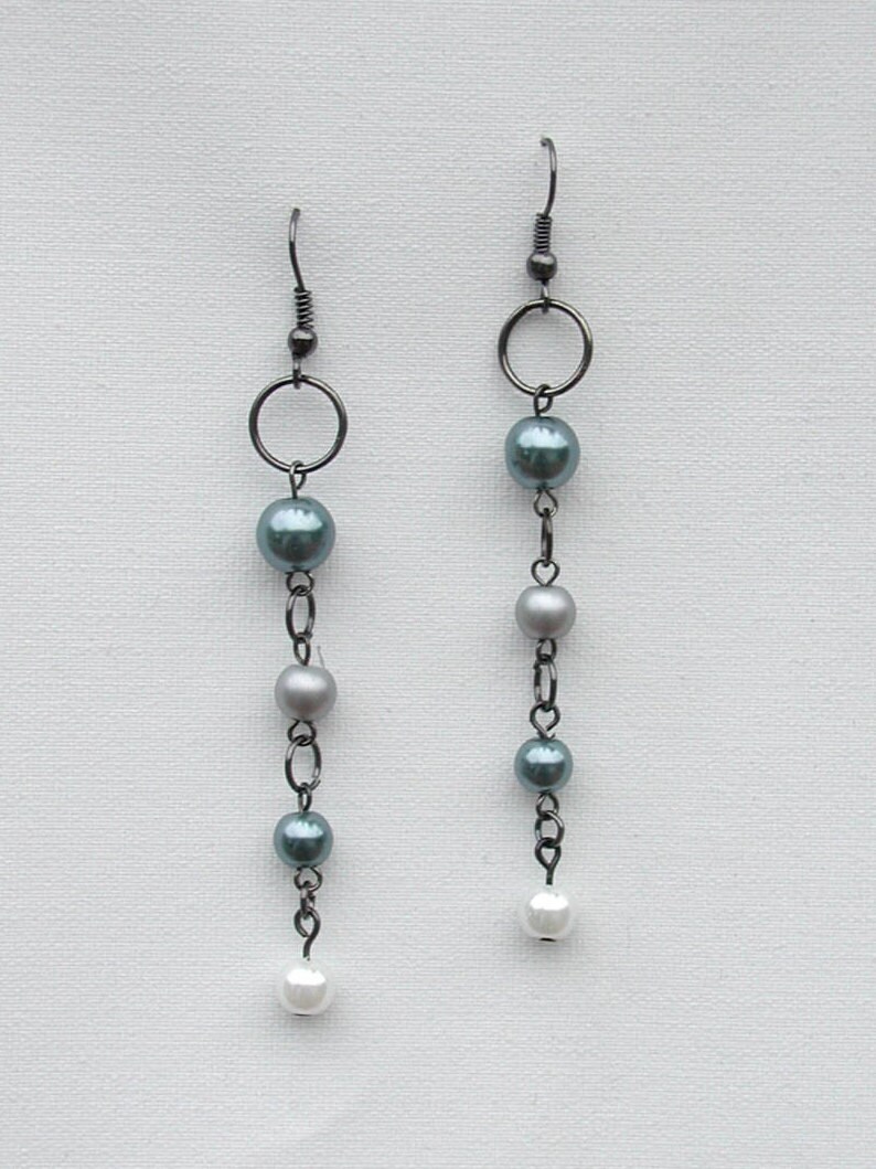 Perlenkette Ohrringe, Blaue Perlen Baumeln Kette Geschenk Für Sie, Moderner Braut Schmuck von rrdesigns561