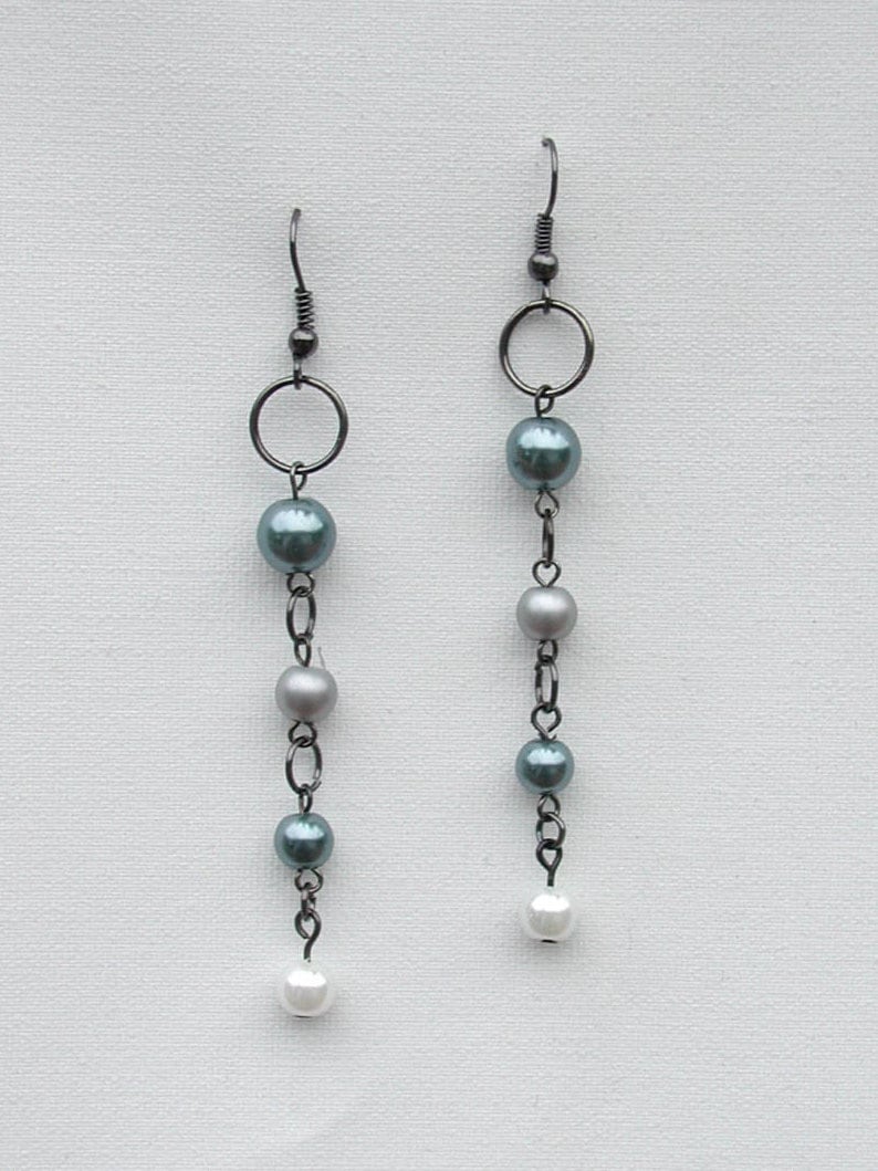 Perlenkette Ohrringe, Blaue Perlen Baumeln Kette Geschenk Für Sie, Moderner Braut Schmuck von rrdesigns561