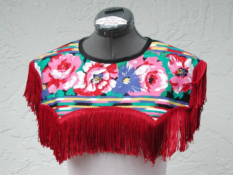 Roter Fransenkragen, Western-Halskragen, Cowgirl-Kostüm, Fransen-T-Shirt Und Tanktops, Western-Halslätzchen, Floraler Geschenk Für Sie von rrdesigns561