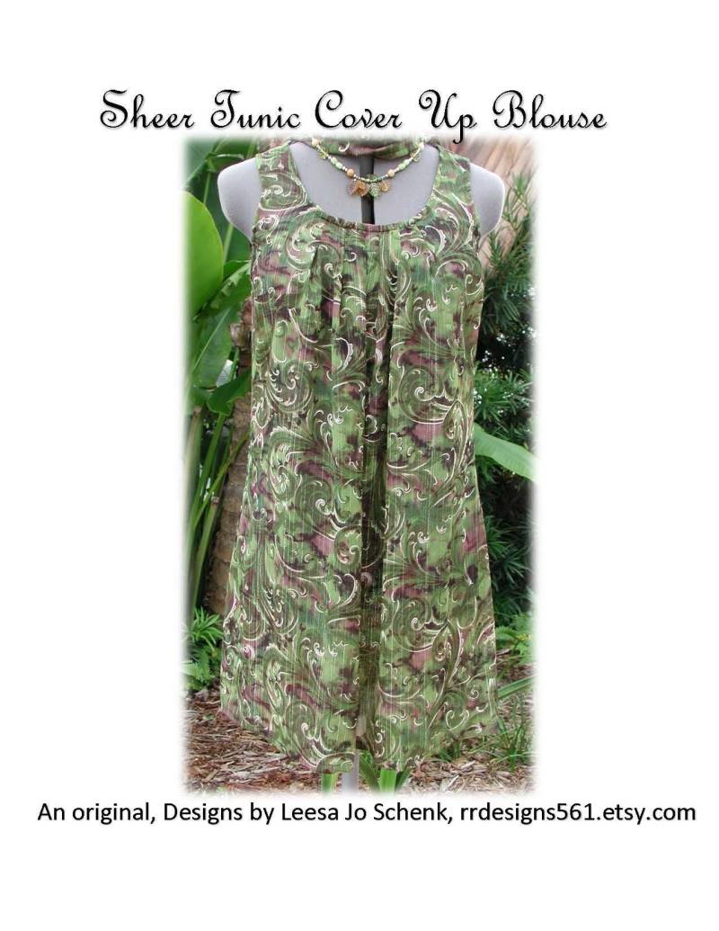 Schiere Tunika Top, Tank Top Bluse, Kurzes Kleid, Badeanzug Abdeckung, Grüne Größe 10 Lange Umstands von rrdesigns561