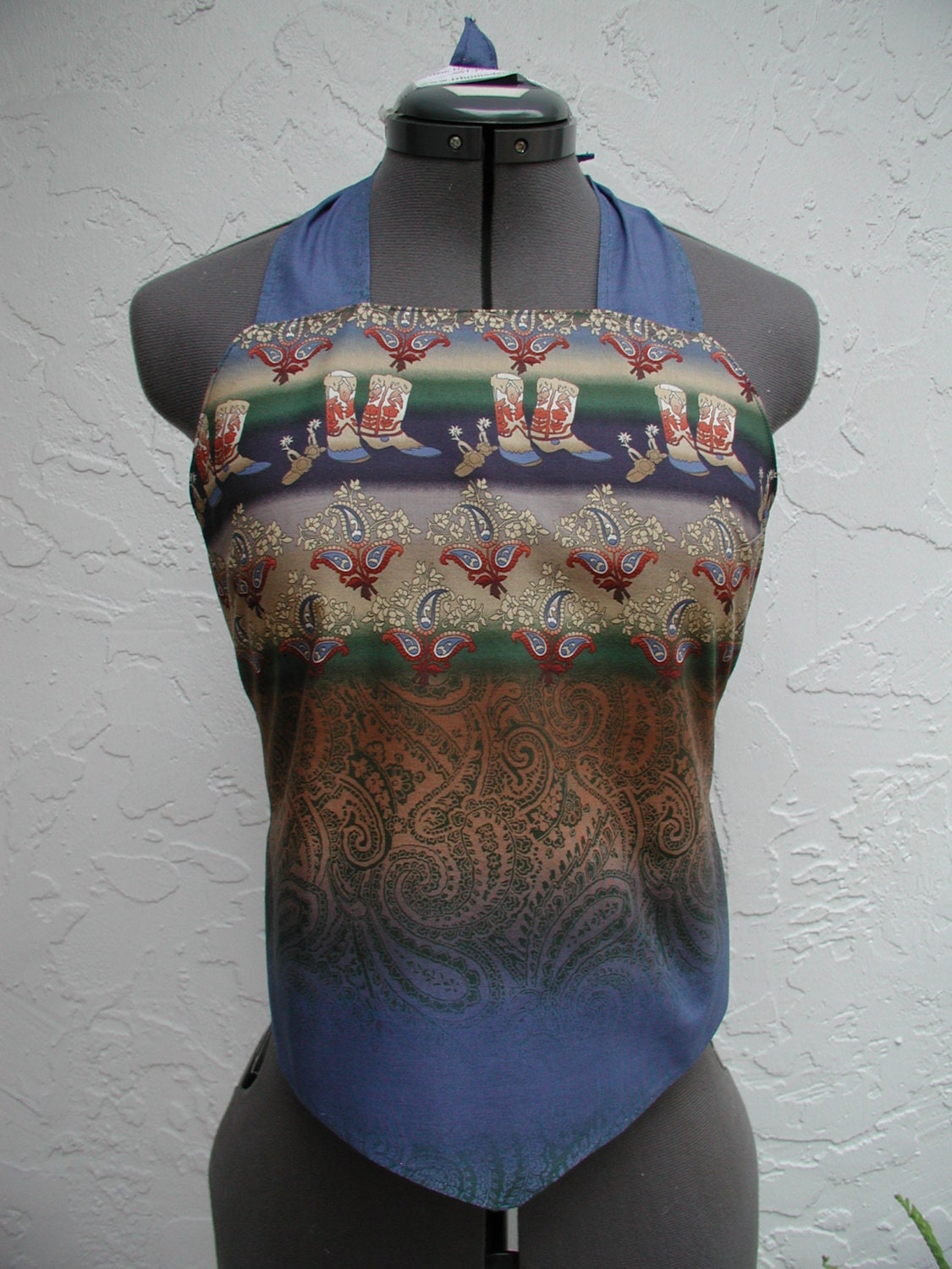 Western Neckholder Top, Cowgirl Boots Rückenloses Sommer Rückenfreies Shirt, Original Kleidung, Handmade Shirt von rrdesigns561