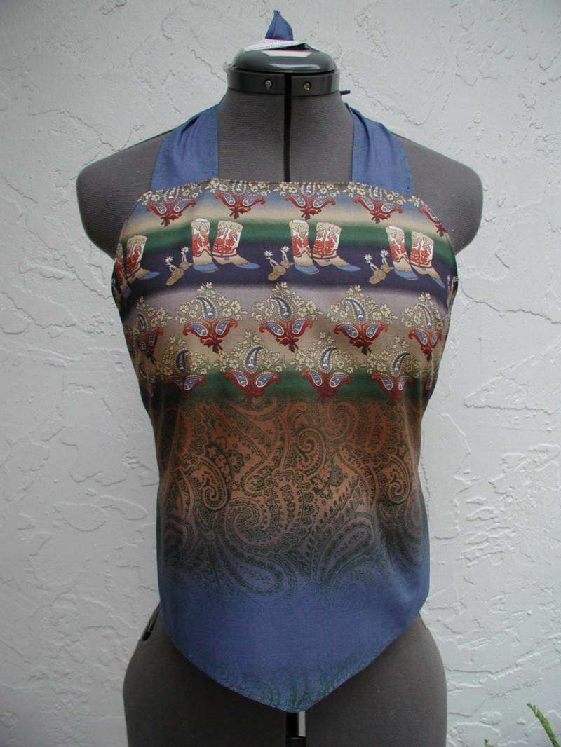 Western Neckholder Top, Cowgirl Boots Rückenloses Sommer Rückenfreies Shirt, Original Kleidung, Handmade Shirt von rrdesigns561