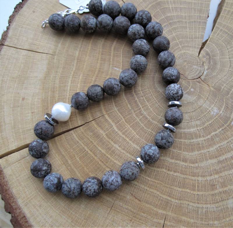 Achat Braun Matt Kugeln 12 Mm, Süßwasserzuchtperle 12Mmx14Mm, Hämatit, 925 Silber Achat Braun Matt Kugeln 12 Mm, Süßwasserzuchtperle 12Mmx14Mm, Hämatit, 925 Silber von rrsteinschmuckshop