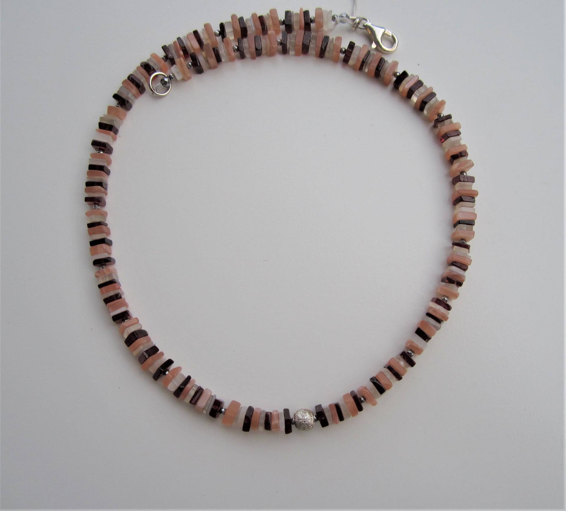 Edler Mondstein Und Granat Quadrate 6mm, 925 Silber von rrsteinschmuckshop