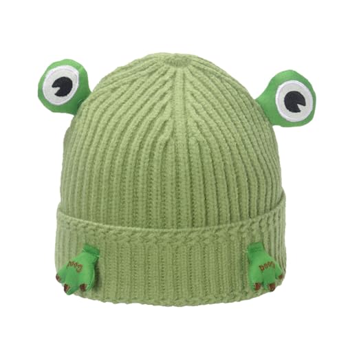 Herbst Und Winter Gestrickte Mütze Für Frauen Niedlichen Cartoon-Frosch-Ohr-Pullover-Hut Wollmütze Für Frauen Kurze Rundstricknadeln Für Mützen Frosch Strickmütze Häkeln Gestrickt von rtdgcv
