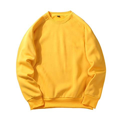 Hoodie Jacke Herren Herren Herbst und Winter Modetrend Casual Solid Color Paar Pullover Zip Hoodie Oversized (Yellow, M) von rtdgcv