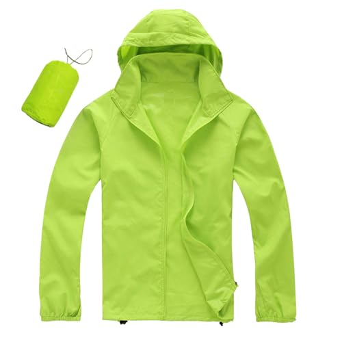 Regenjacke Herren Wasserdicht Sonnenschutz Packbar Ultraleicht Windjacke Fahrrad Regenmantel Einfarbig Outdoorjacke Atmungsaktiv Dünn Wachstuch Sommerjacke Regenponcho für Männer (Light Green #1, M) von rtdgcv