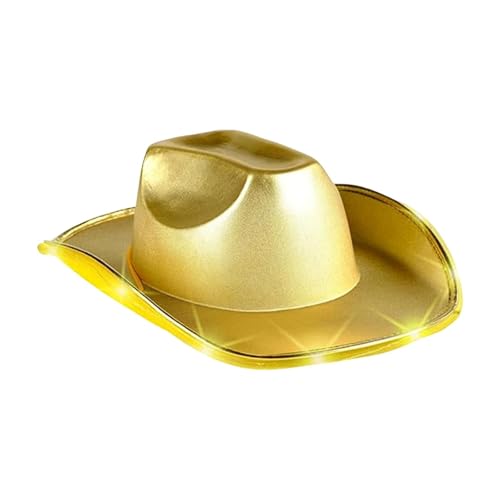 Bunter Cowboyhut heißgeprägtem Stoff mit Lichtern Ma Rdi Gr As Gold Silber Eva Dic Kie Cowboyhut mit Lichtern Mini Flaschen (Gold, One Size) von rtdgcv