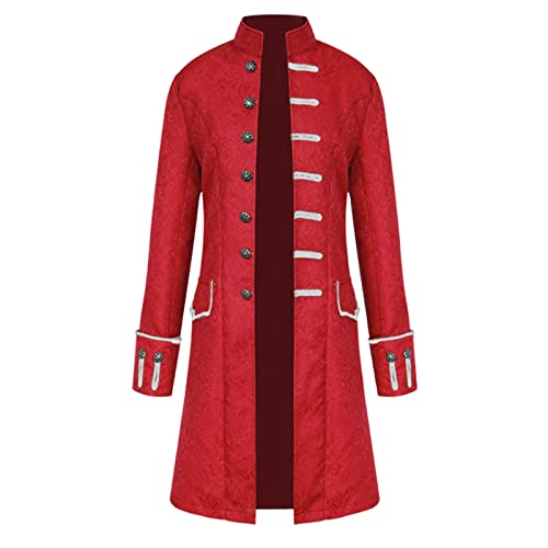 rtdgcv Herren Mittelalter Retro Männlicher Vintage Mantel Jacquard Webart Stehkragen Langarm Kostüm Schuhe Herren Sommer Männer Mittelalter Vintage Jacke Vintage Cosplay Kostüm Trenchcoat von rtdgcv