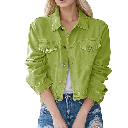 rtdgcv Jeansjacke Damen Kurz Damen Vintage Button-Down-Jeansjacke im Used-Look, kurze Denim-Jeansjacke mit Tasche Jeansjacke Hellgrau Damen Grüne Jacke Damen Damen Kurz geschnittene Jeansjacke rtdgcv Jeansjacke Damen Kurz Damen Vintage Button-Down-Jeansjacke im Used-Look, kurze Denim-Jeansjacke mit Tasche Jeansjacke Hellgrau Damen Grüne Jacke Damen Damen Kurz geschnittene Jeansjacke von rtdgcv