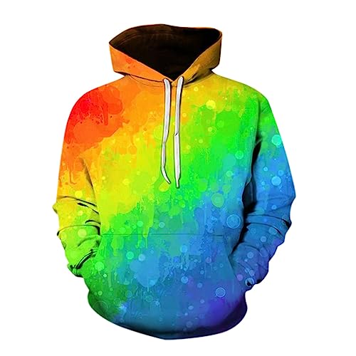 rtdgcv Oversize Hoodie Herren 2023 Herbst und Winter Persönlichkeit Mode Straße Freizeit Trend Sport Regenbogen Park gedruckt Männer und Frauen Kapuzenpullover Hoodie Black Hoodie (Green, XXXL) von rtdgcv