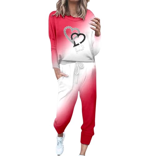 Pärchen Trainingsanzug Frauen Casual Herbst Winter Mode Gedruckt Rundhals Langarm Tasche Kordelzug Elastische Taille Hosen Sport Nylon Leggings Damen Jogginganzug Loungewear von rtdgcv