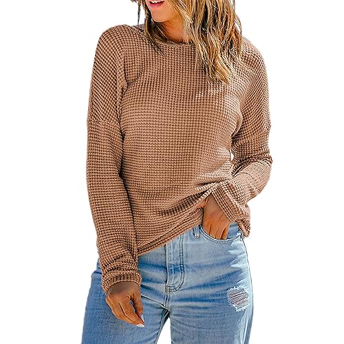 rtdgcv Sexy Oberteil Lässiger Damen-Herbstpullover mit Langen Ärmeln, Strickpullover, lockerer Rundhalspullover Sexy Strickjacke Damen von rtdgcv