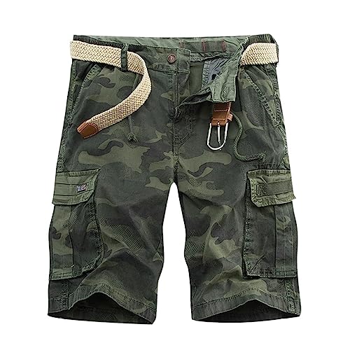 rtdgcv Wanderhose Herren Camouflage 2023 Sommer Casual Camouflage Print Lose Multi Tasche Cargo Hosen Hose Jungs (Green, 30) von rtdgcv