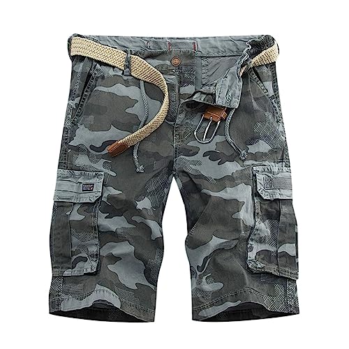 rtdgcv Wanderhose Herren Camouflage 2023 Sommer Casual Camouflage Print Lose Multi Tasche Cargo Hosen Hose Jungs (Grey, 40) von rtdgcv