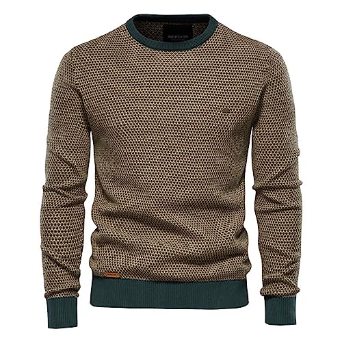 rtdgcv Wollherrenmantel 2023 herbst Und Winter Gestrickte Unten männer Crewneck männer Persönlichkeit Pullover Mantel Senfgelb Herren (Green, L) von rtdgcv