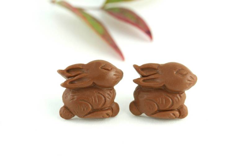 Schokoladen Hasen Ohrringe, Osterhasen Kaninchen Ostern Schmuck, Süßigkeiten Ohrringe Schokoladen Hasen Ohrringe, Osterhasen Kaninchen Ostern Schmuck, Süßigkeiten Ohrringe von rubipotamus