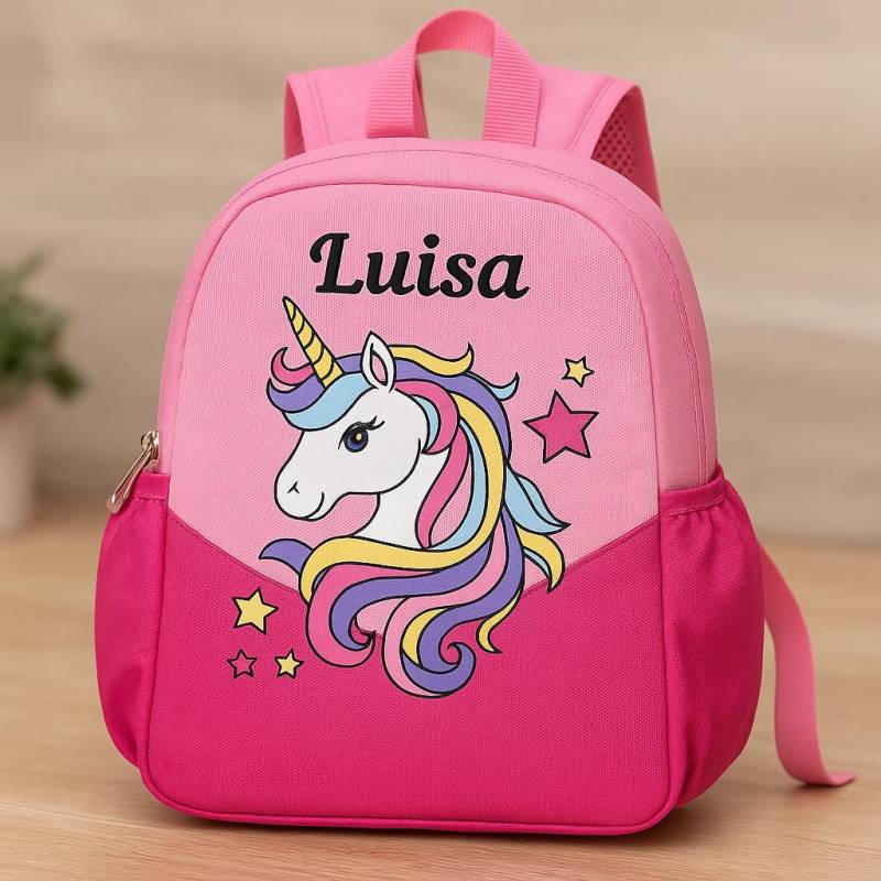 Kinderrucksack Personalisiert Mit Namen - Einhorn Motiv | Kita Rucksack Für Mädchen Geschenk Zur Einschulung Kindergartenrucksack Rosa von rubonskreativ