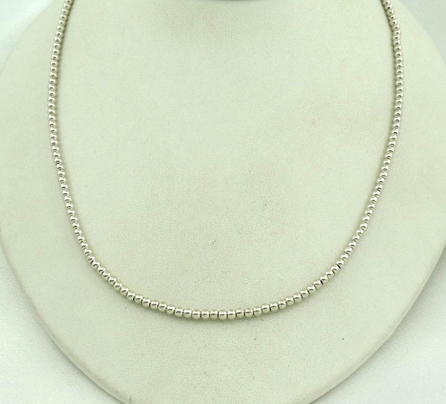 20 Zoll Vintage 6 Mm Hohle Kugel Perle Sterling Silber Halskette Kostenloser Versand #r60-Bn2 von rubysvintagejewelry