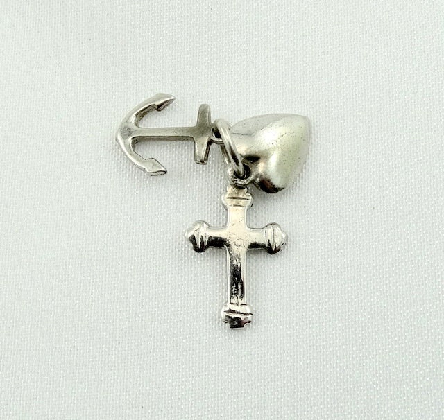 Anker, Kreuz Und Herz Vintage Sterling Charm Gratis Versand #hear-cm11 von rubysvintagejewelry