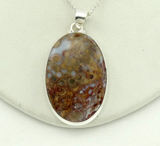 Atemberaubende Bunte Achat Sterling Silber Vintage Anhänger Kostenloser Versand Und 20" Kette #agate-Spc11 von rubysvintagejewelry