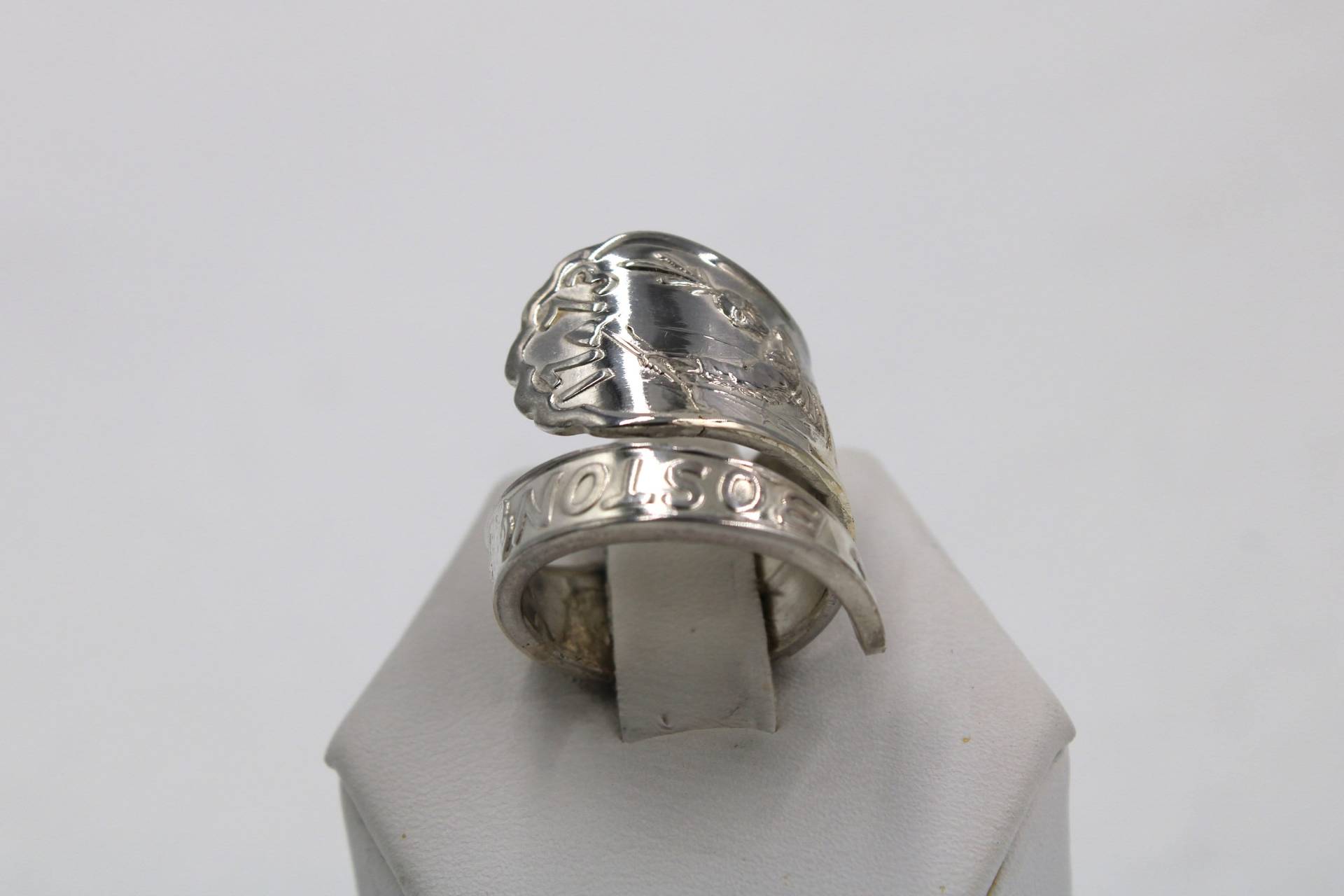 Echte "Boston" Vintage Handarbeit Sterling Silber Größenverstellbar Löffel Ring Größe 6 1/4 Versandkostenfrei #bostn-Sr20 von rubysvintagejewelry