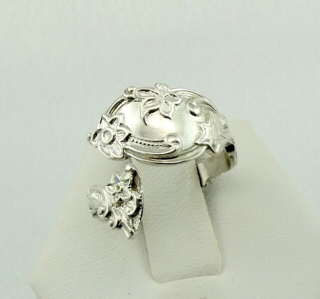 Echte Vintage Blumen Dekorative Hand Made Sterling Silber Verstellbare Größe Löffel Ring 5 3/4 Kostenloser Versand #fl-E7-Spr2 von rubysvintagejewelry