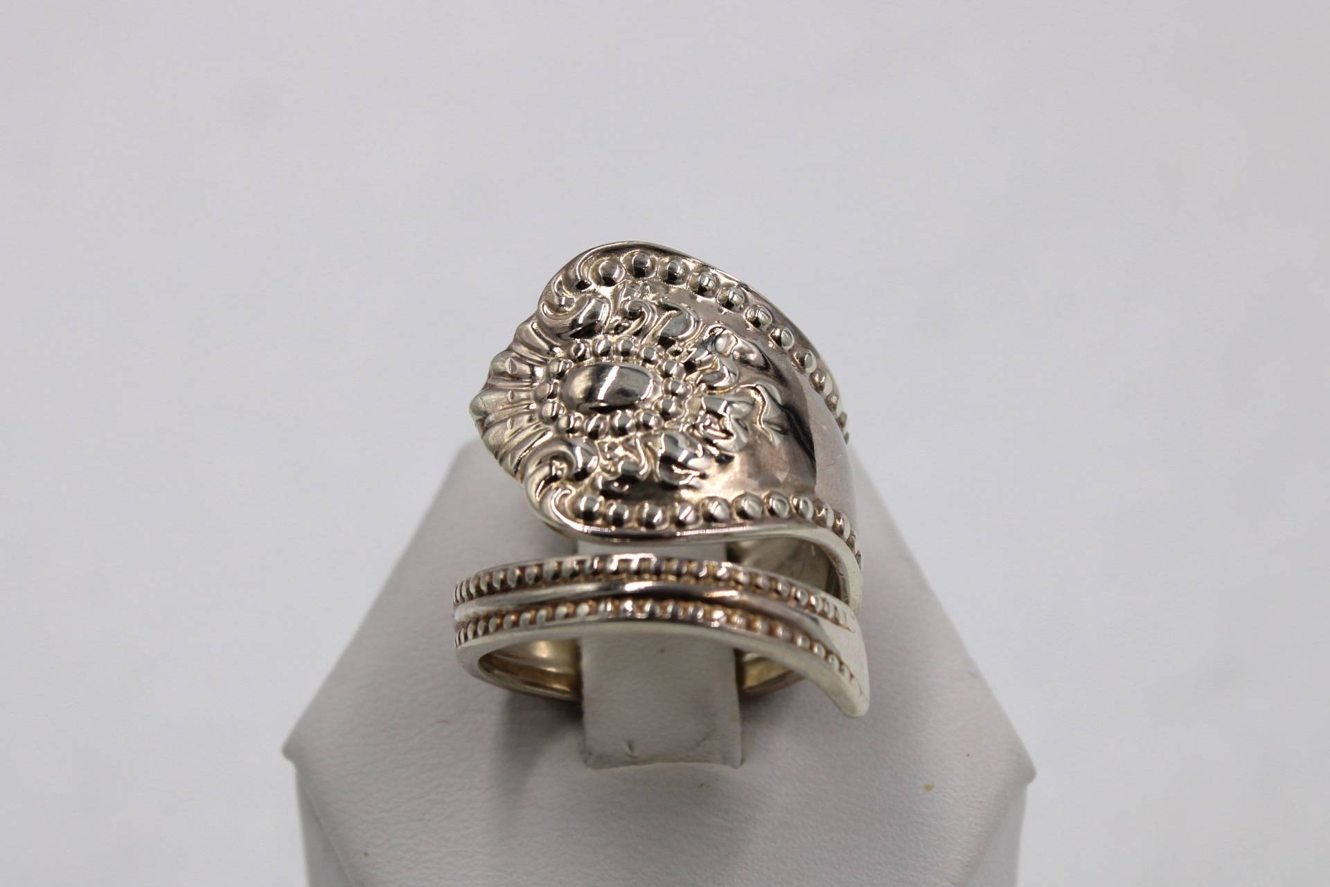 Echter Handgefertigt Dekorativer Vintage Sterling Silber Löffel Verstellbar Ring Größe 8 3/4 Versandkostenfrei #xmas19-Sr20 von rubysvintagejewelry