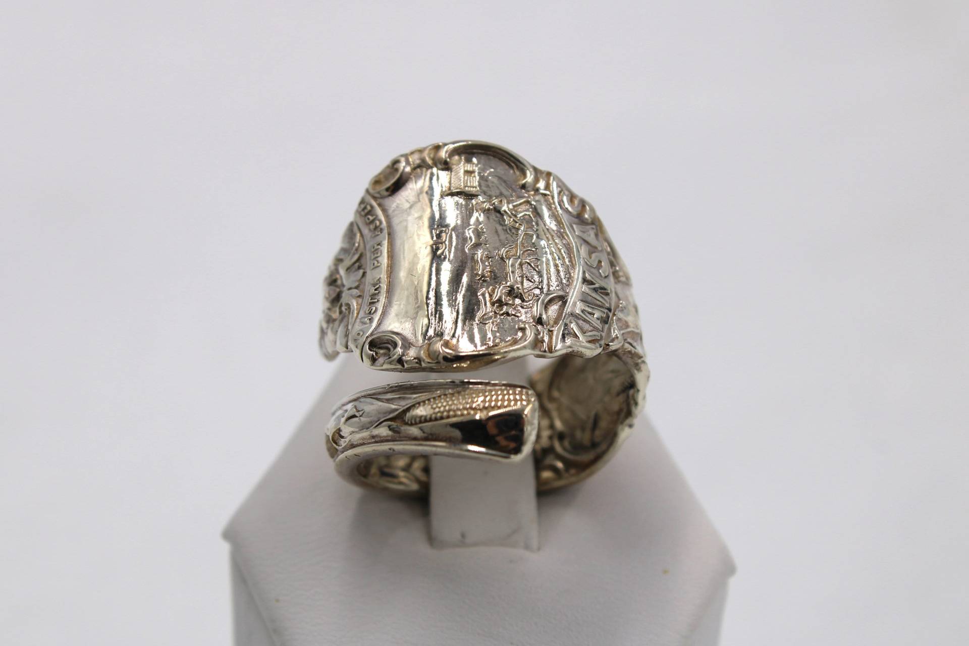 Echter "Kansas' State Vintage Hand Gefertigter Sterling Silber Größenverstellbar 10 1/4 Löffel Ring Versandkostenfrei #kans-Sr20 von rubysvintagejewelry