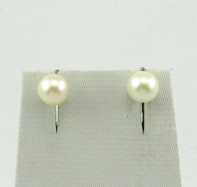 Edle 6, 5 Mm Perle 14K Gelbgold Push Back Ohrstecker Versandkostenfrei #prl6.5-Erg6 von rubysvintagejewelry