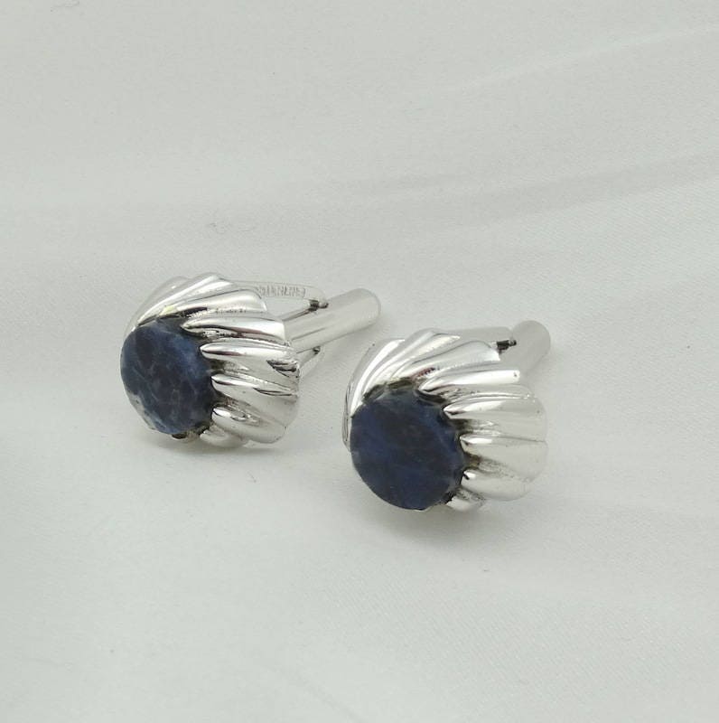 Edlige Vintage Blau Sodalite Sterling Silber Manschettenknöpfe. Kostenloser Versand #sodalite-Cl von rubysvintagejewelry
