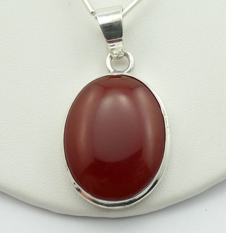 Einfache Karneol Achat Sterling Silber Anhänger Und 16 Zoll Kette Kostenloser Versand #carcab-Spc1 von rubysvintagejewelry