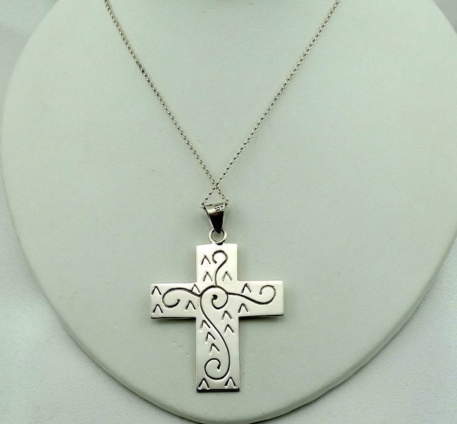 Einzigartige Reversible Abstrakte Vintage Sterling Silber Kreuz Anhänger Kostenloser Versand 24" Kette Enthalten #abstract2-xp2 von rubysvintagejewelry