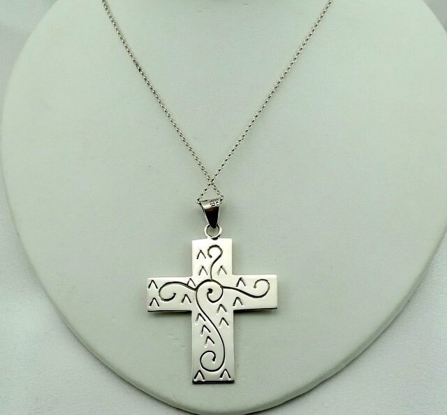 Einzigartige Reversible Abstrakte Vintage Sterling Silber Kreuz Anhänger Kostenloser Versand 24" Kette Enthalten #abstract2-xp2 von rubysvintagejewelry