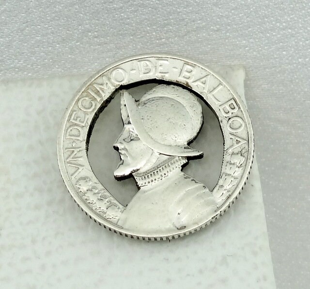 Einzigartige Sammler Balboa 1930 Panama 10 Cent Ausgeschnitten Münze Vintage Silber Anstecknadel Oder Krawatte Tack Kostenloser Versand #balboa-Pn1 von rubysvintagejewelry