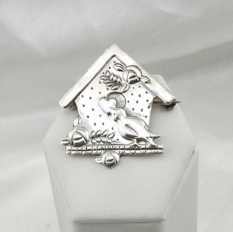 Einzigartige Sterling Silber Vogel Liebhaber Brosche/Pin Kostenloser Versand #birdlove-Br1 Einzigartige Sterling Silber Vogel Liebhaber Brosche/Pin Kostenloser Versand #birdlove-Br1 von rubysvintagejewelry