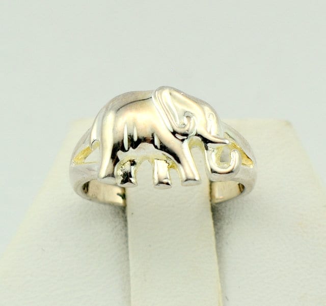 Einzigartiger Elefant Massiv Sterling Silber Vintage Ring Größe 5 #eleph5-Sr2 von rubysvintagejewelry