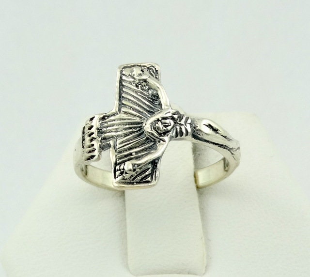 Einzigartiger Retter Am Kreuz Sterling Silber Ring Größe 6 Gratis Versand #crosssix-Sr17 von rubysvintagejewelry