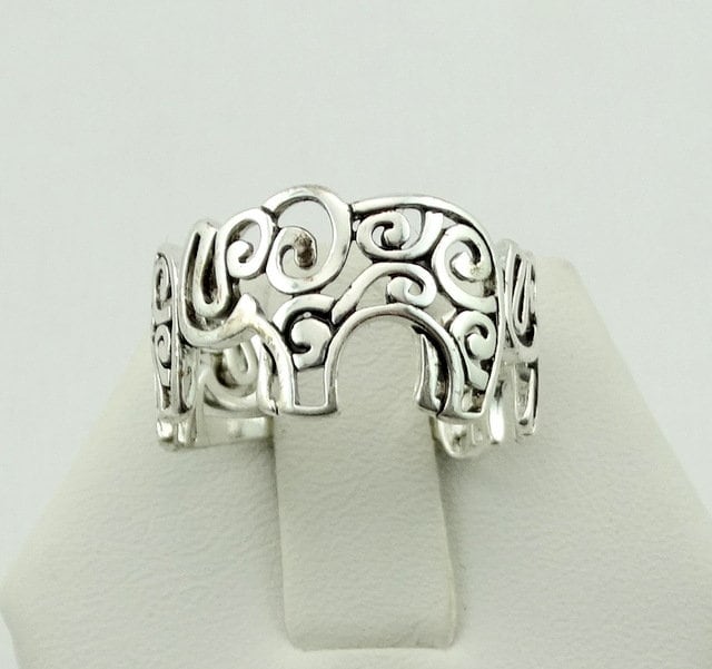 Entzückender Vintage Sterling Silber Elefant Ring Größe 7 1/4 Kostenloser Versand #eleph3-Sr5 von rubysvintagejewelry