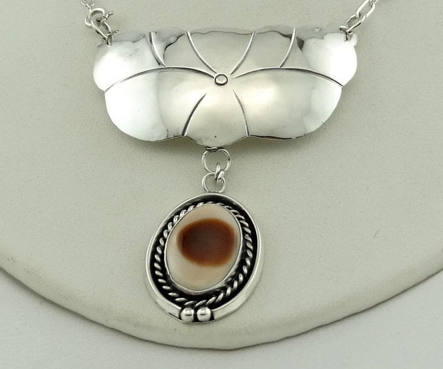 Erhebliche Shell Und Sterling Silber "Auge" Anhänger Kostenloser Versand #eye-Spc4 von rubysvintagejewelry