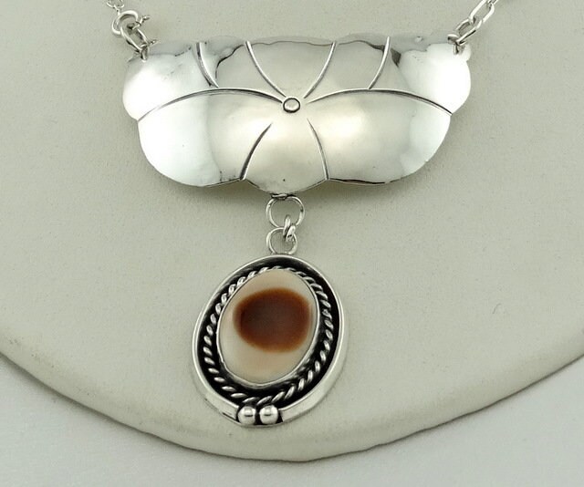 Erhebliche Shell Und Sterling Silber "Auge" Anhänger Kostenloser Versand #eye-Spc4 von rubysvintagejewelry